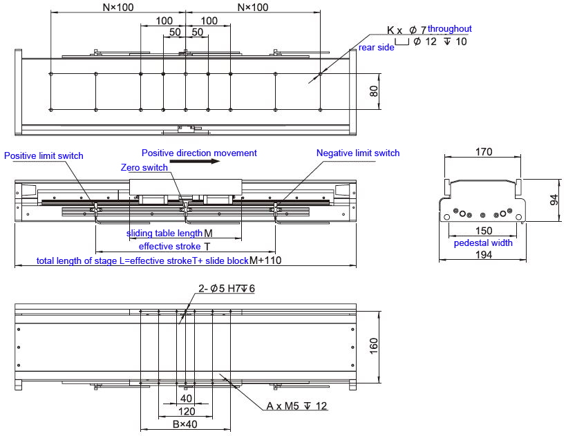 Giai đoạn hướng dẫn tuyến tính CNC Motion Rail ĐỘNG CƠ CỦA HAN